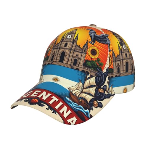 FHIZOAL Gorra de béisbol clásica con bandera de Argentina con iglesia, gorra de papá, ajustable, transpirable, vintage, golf, gimnasio, entrenamiento, deportes al aire libre, Negro, Talla única