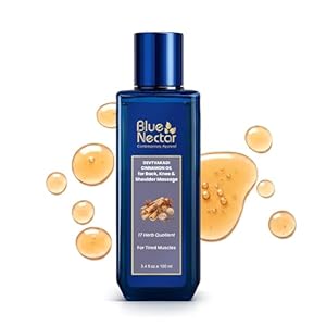 Blue Nectar Pain Relief Massage Oil with Natural Clove, Cinnamon & Mahanarayan Oils | Ayurvedic Oil Products for Ortho Relief from Joint Pain, Back Pain and Knee & Muscle Pain (17 Herbs, 100 ml)