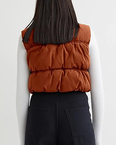 Image of SySea Women's Crop Puffer Vest Winter Zip Up Lightweight Sleeveless Warm Outerwear Padded Coat