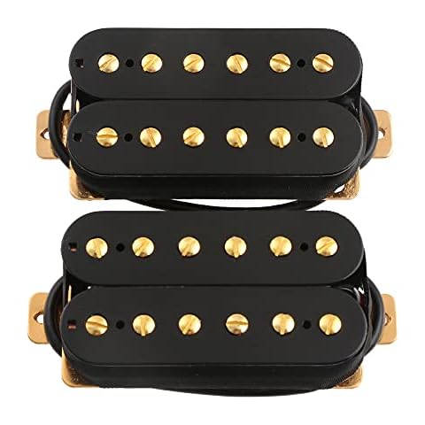 LYWSMSK Electric Guitar Humbucker Pickup Set Double Coil Bridge & Neck w/Gold Pole Cover