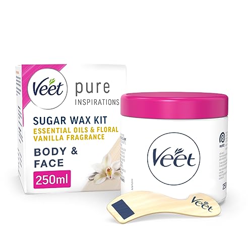 Veet Essential Oils and Floral Vanilla Hot Wax Microwavable Jar Waxing Kit 250 ml multicolor