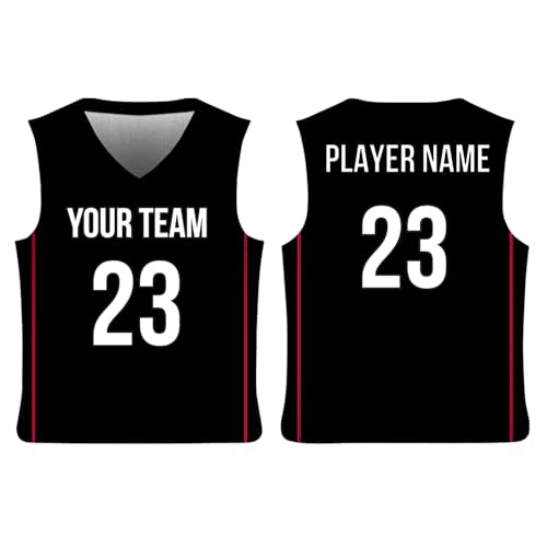 SGS SPORTS GEAR SWAG College Style Basketball Jersey, Personalized Reversible Jersey Name or Number, Sleeveless Imported Shirt and Jersey for Men Women Youth and Kids, Black - Red