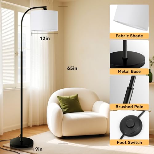 KQW Floor Lamp for Living Room with Remote,Dimmable Tall Standing Lamps,Modern Floor Light with Smart RGB Bulb,App Control,3 Color Temperatures,Fabric Shades,Gold Floor Lamp for Bedroom Office Corner by KQW - Used condition - Image 5