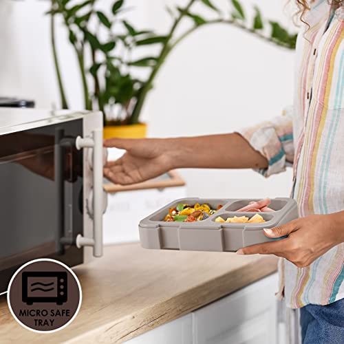 Bento Box Adult Lunch Box, Lunch Containers For Adults Men Women, Lunchable Containers 4 Compartments With Removable Divider And Sauce Jar, Brown #TOP4