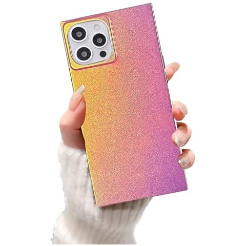YonMeet Holographic Matte Laser Gradient Iridescent Phone Case for iPhone 15 Pro Trendy Soft TPU Shockproof Protective Rectangle Cover(Neon Pink, for iPhone 15 Pro) Cover