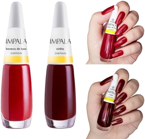 Kit 6 Esmaltes Impala Tons de Vermelho Cremosos Perolados (Boneca...