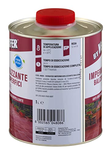 AREXONS Vernifer Impermeabilizzante Balconi e Superfici Trasparente 1L, Protezione Idrorepellente per Tutti i Materiali Porosi, Effetto Antimacchia per Legno, Marmo e Facciate - 2