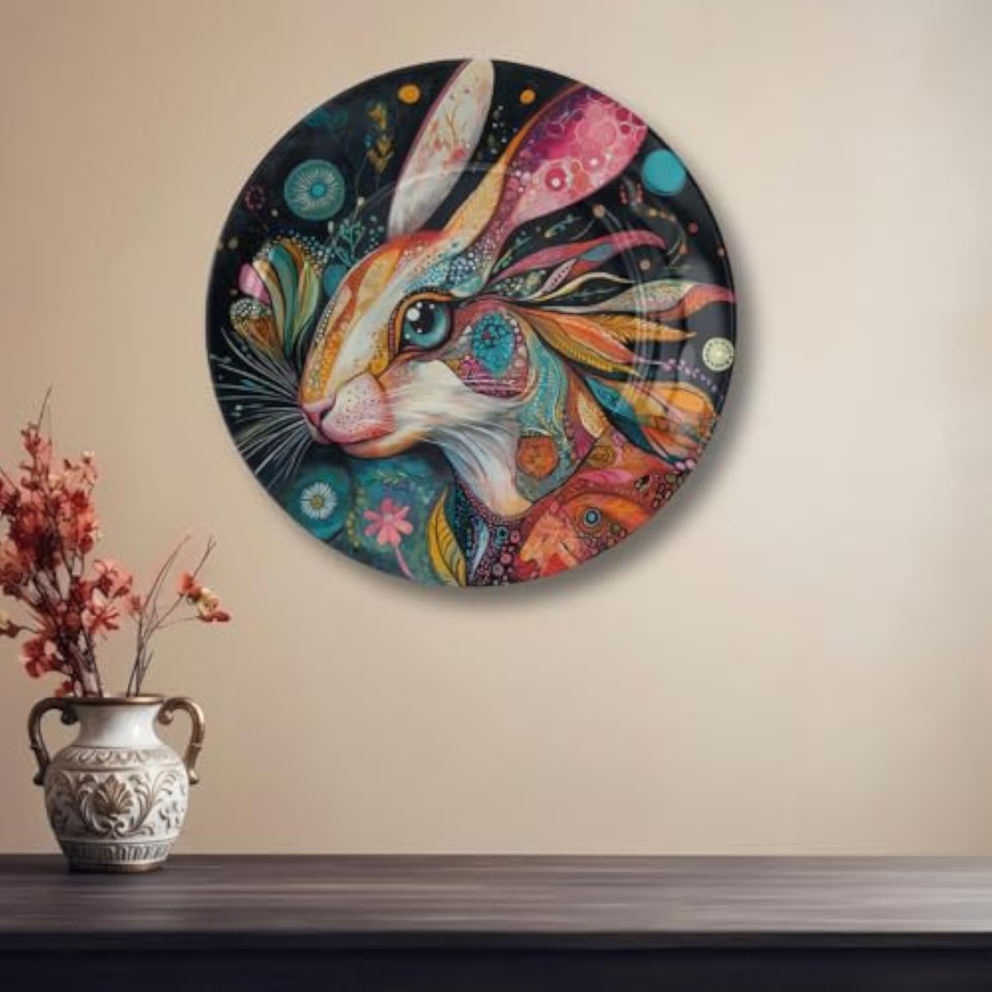 Artistic Rabbit Wall Art Plate