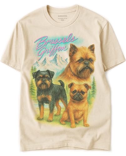 Brussels Griffon Vintage Tshirt for Dog Mom & Dad 100% Natural Undyed Cotton for Men & Women