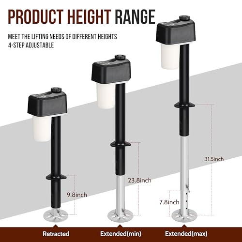Dnigh Electric Trailer Jack 7600LBS, 12V Heavy Duty RV Jack with Remote Control, IPX65 Waterproof, 9.8-31.5" Extended Electric Tongue Jack for A-Frame, Utility & RV Trailer, LED Light & Bubble Level by Dnigh - Image 9