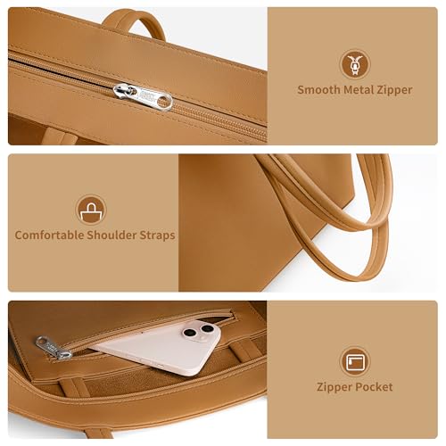 Image of KALIDI Tote Bag Zipper Shoulder Bag Faux Leather Purses Satchel for Women Casual Handbag Work Dating College