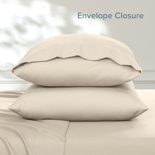 Image of Bare Home Microfiber Pillow Cases - King 20x40 - Cooling Pillowcases - Double Brushed - Easy Care - Envelope Closure (King Pillowcase Set of 2, Sand)