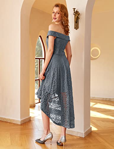Off The Shoulder Semi Formal Dresses for Cocktail Party Dress for Wedding Guest Dresses for Women Grey S