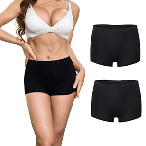 Briyat Unterhosen Frauen Boxershorts Damen hohe Taille Unterwäsche aus Bambusviskose Mittelhoher Atmungsaktiv Bequeme Hotpants schlüpfer Shorts 2er Pack Baumwoll Unterwäsche,schwarz*2,S