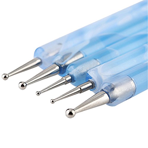 5pcs 1 Set 2 Way DOTTING PEN MARBLEIZING TOOL NAIL ART Design DOT PAINT TOOLS