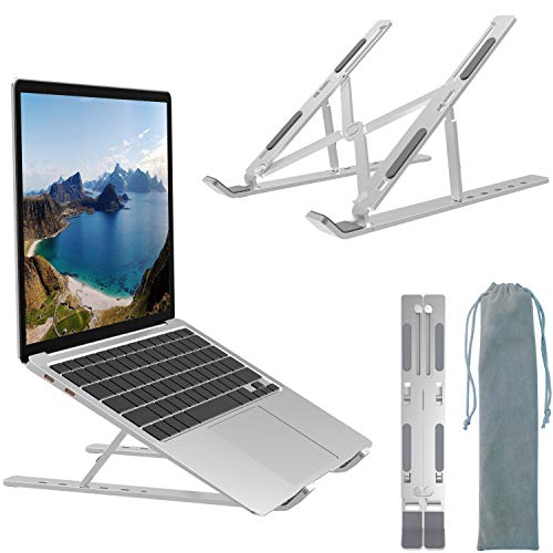 Laptop Stand,GooTung Adjustable Aluminum Laptop Computer Stand,Ergonomic Foldable Portable Desktop Holder Compatible with MacBook Air Pro,Dell XPS,HP, Lenovo More 10-15.6 inch Laptops-Space Grey