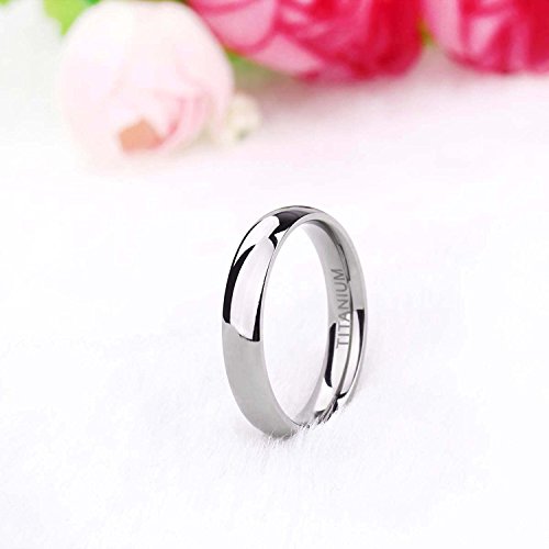 Tigrade 2Mm 4Mm 6Mm 8Mm 10Mm Titanium Ring Plain Dome High Polished Wedding Band Comfort Fit Size 3-15,4Mm,Size 9 #TOP1