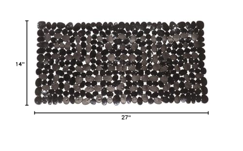 Non-Slip Pebbles Stone Bath Mats,Slip-Resistant Pebble Shower Mats, Anti-Slip Bathtub Mats, Machine Washable (Black, 14" W x 27" L, Please Check The Size)