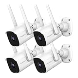 Septekon 2K Home Security Cameras, 4 Pack Wired WiFi Outdoor Security Cameras with Night Vision, Two-Way Audio, 2.4G WiFi, IP66, Motion Detection Alarm - P30