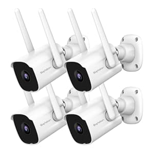 Septekon 2K Home Security Cameras, 4 Pack Wired WiFi Outdoor Security Cameras with Night Vision, Two-Way Audio, 2.4G WiFi, IP66, Motion Detection Alarm – P30