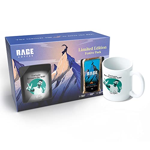 Image of Rage Coffee Combo - Instant Coffee Kit With Free Mug | 100 gms Festive Gift Pack | Combo with Mug | Hot or Cold Coffee | Premium Arabica Coffee beans (Creme Caramel with Mug, 100g)