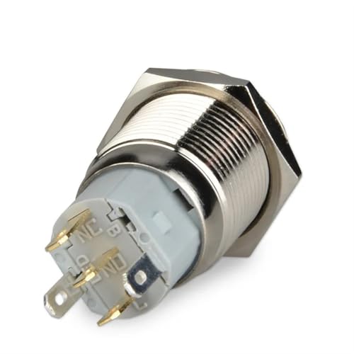 Pulsador metálico de 16mm de acero inoxidable con anillo LED blanco para panel de 24V 4