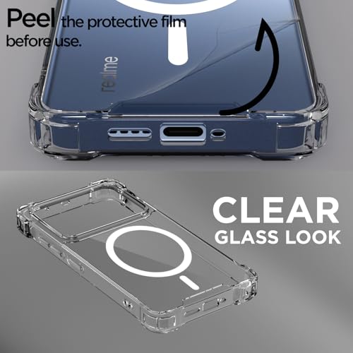 Image of Amazon Basics Back Cover for Realme P4 5G Mag-Safe Shockproof PC + TPU Protective Case Magnetic Support Bumper Case (Transparent Mag-Safe)
