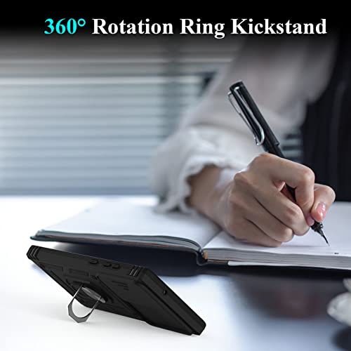 Jdhdl For Galaxy S23 Ultra Case With Slide Camera Cover, Built-In Finger Ring Kickstand, Dual Layer Shockproof Protective Phone Case For Samsung Galaxy S23 Ultra 6.8" 2023 Release (Black) #TOP6