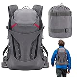 Mochila de camping genérica – Bolsa de 28 litros con gran capacidad, día impermeable para actividades al aire libre | Ideal para senderismo, pesca en la playa y como regalo, gris, Consulte la