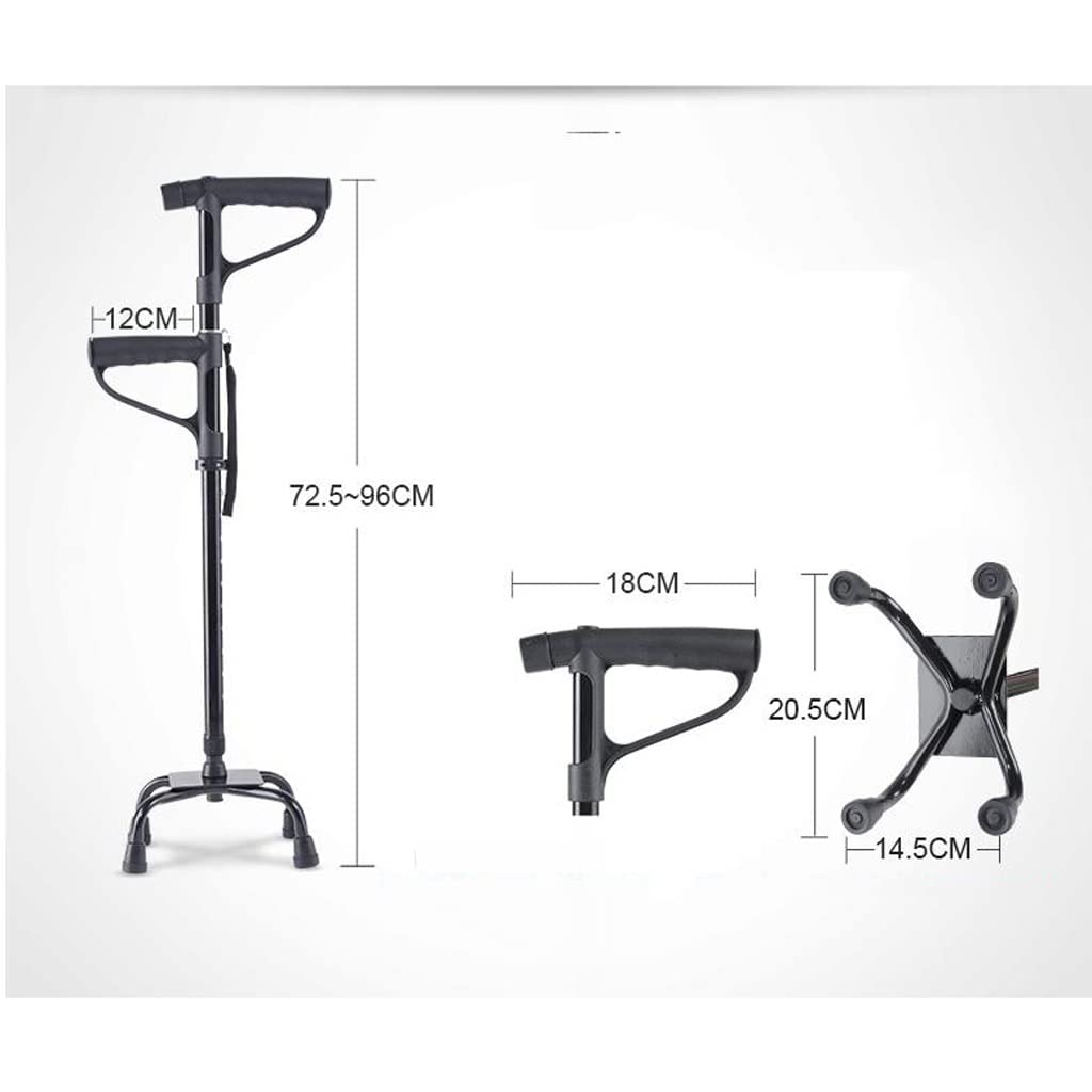 GCX- Bastón for Ancianos con bastón Ligero Antideslizante de Cuatro Patas y bastón telescópico Multifuncional de Cuatro Garras con muletas Inteligentes Firma