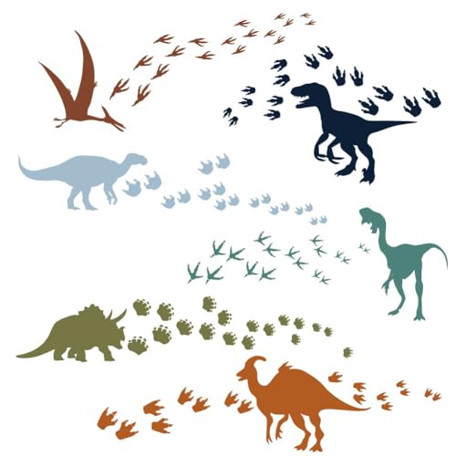 SUPERDANT Dinosaur Wall Decals Dinosaur Themed Wall Stickers Dinosaurs' Paw Print Vinyl Art Dinosaur Clings Removable Decals Peel and Stick DIY Wall Art for Kid's Boy's Room - Image 2