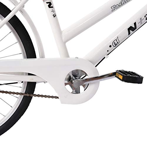 24 Inch Beach Cruiser Bicycle, Commute Body Ease Women\'s Hybrid Bike, Damping Comfort Bike, White
