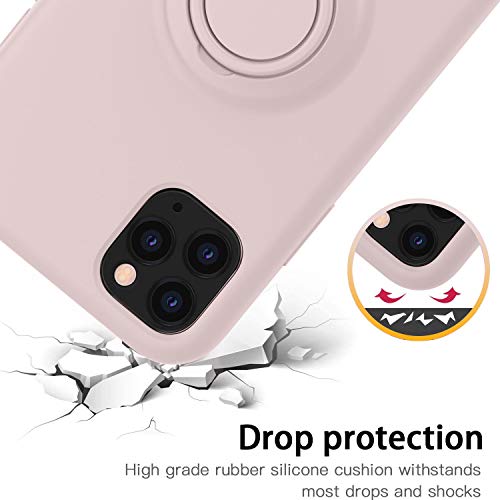 Havva Compatible With Iphone 11 Pro Case, [Silicone And Ring Kickstand Series] [Soft Anti-Scratch Microfiber Lining], Full Body Protective Bumper Case For Iphone 11 Pro-Sand Pink #TOP3
