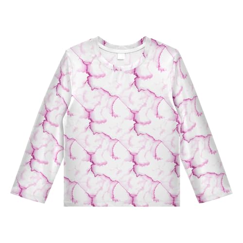 Marble Fluid Purple Red Rash Guard Shirt for Boys Sun Protection Shirt for Swimming Pool Beach UPF50+ 5-6T