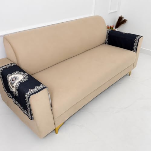 Image of Homerz Premium 'Maharaja Paradise Series' Sofa Cover | Net Fabric Sofa Cover | Washable, Anti-Dust Backed & Wrinkle Resistant Cover (Regal Flower, 2 pc Armrest, Armrest)