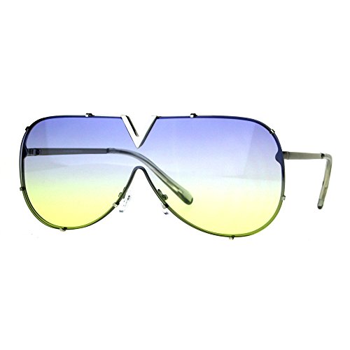 V Top Oversized Sunglasses Designer Style Shield Aviators UV 400