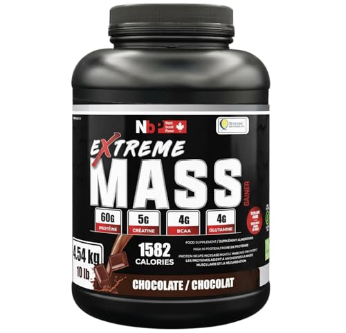 Sunshine Biopharma Extreme Mass Weight Gainer Muscle Builder, 10 lb (4.54 kg) with Less Sugar for Intense Workout Training Made of high Calorie Fortified whey Protein (Chocolate)
