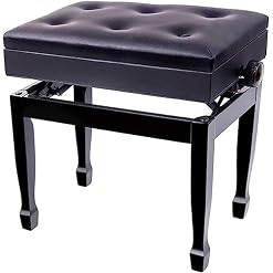 Yisss Tabouret Piano,Banquette Piano Banc Banc de Piano réglable en Hauteur avec Rangement, Levage Automatique hydraulique et Coussin de siège en Cuir véritable, pour Un Usage Domestique (Null Black) - Les Beatles, Paul McCartney, John Lennon, RIngo Starr, George Harrison