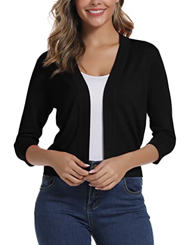 Urban Coco BGQD002HL Women'S 3/4 Sleeve Cropped Cardigan Sweater Elegant Shrugs thumb #1