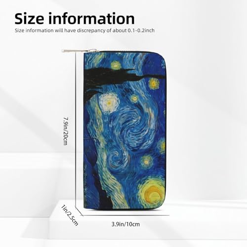 The Starry Night Wallet for Men Women Elegant Long Clutch Zip Around Travel Leather Coin Purse Large Capacity Credit Card Holder Handbag3