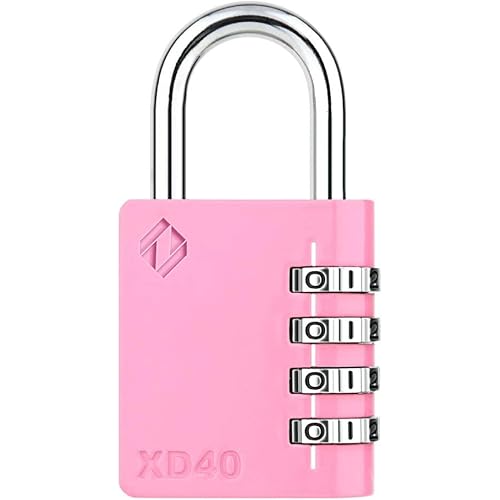 Zarker XD40 4-Digit Combination Padlock, Pink, 1-Pack