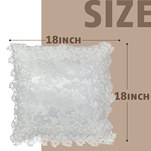 Breksdat Pillow Covers 18 X 18 Inches Set Of 2 White Lace Soft Throw Pillow Covers Farmhouse Living Room Decoration Exquisite Embroidery Cushion Covers For Home Bed Couch Sofa #TOP1