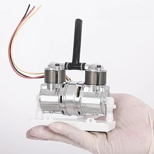 Bomba de Vacío Mini de Laboratorio sin Aceite, Bomba de Aire de Conversión de Frecuencia DC 12V 100 Kpa, Caudal Ajustable de 10L/min, Compatible con Filtración al Vacío/Aeración Convencional
