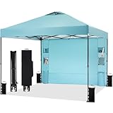 Tunbne Tienda de campaña desplegable de 10 x 10 pies con 1 pared lateral y 6 bolsillos, patio