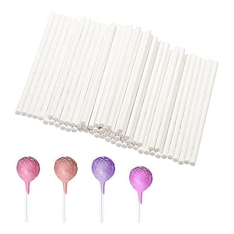 Lollipop Sticks, 200PCS White Paper Lollipop Sticks 6 Inch Lollipop Treat Sticks Sucker Stick for Chocolate,Cake Topper,Rainbow Candy, Cake Pops(3.5mm) Cover