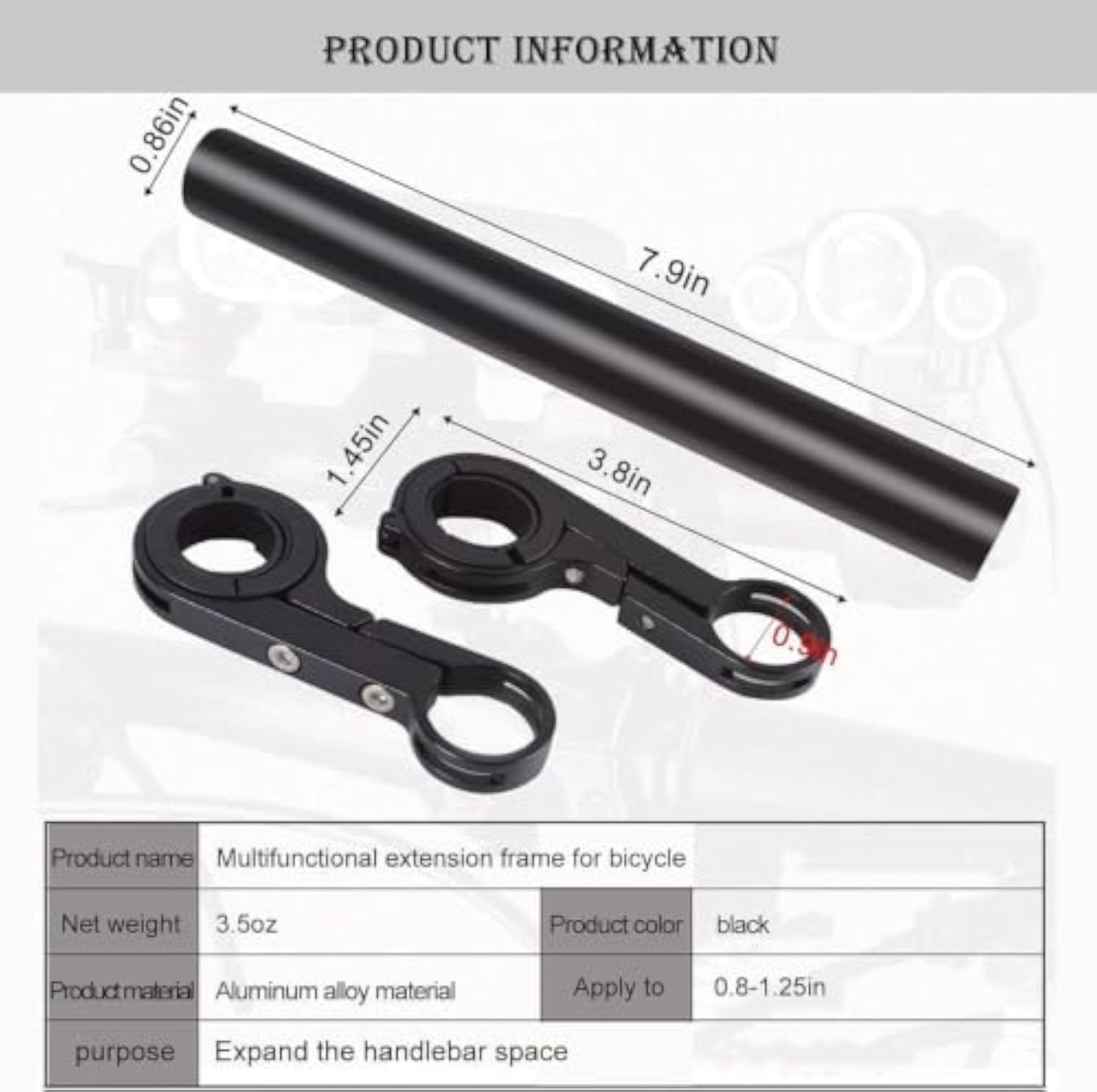 Bicycle Handlebar Extension Bracket for Light & GPS