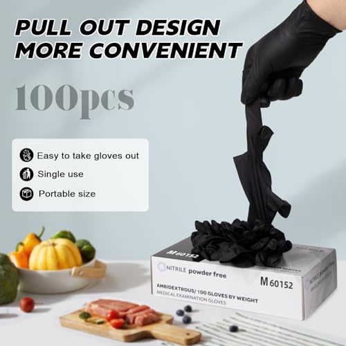 Image of FINITEX Nitrile Disposable Gloves-Black, 5mil, 100PCS S and Black, 3.5mil, 100pcs S