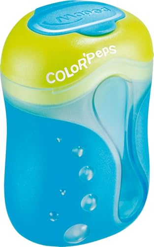 Maped - ergonomischer Anspitzer COLOR’PEPS für 2 Stiftgrößen inkl. Auffangdose - speziell für Buntstifte - für dünne Stifte Ø < 8 mm/für dicke Stifte Ø < 11 mm