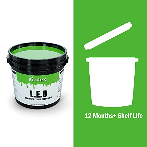 Ecotex® L E D Green Screen Printing Emulsion (Quart - 32 Oz.) Pre - Sensitized Photo Emulsion For Silk Screens, Textiles, And Fabric - For Screen Printing Plastisol Ink, Screen Printing Supplies #TOP3