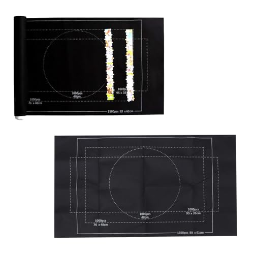 Tapete para puzzle inflable de fieltro negro con bandas de almacenamiento 7